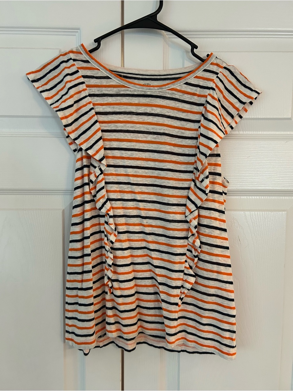 NWOT J.Crew Women’s Orange Striped Knit Linen Tee Tunic Blouse Shirt Size S